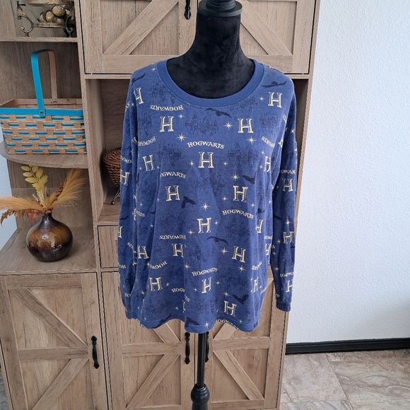 Wizarding World Of Harry Potter Other - Harry Potter Graphic Pajama Top Navy Blue Long Sleeve Round Neck Loungewear Cozy